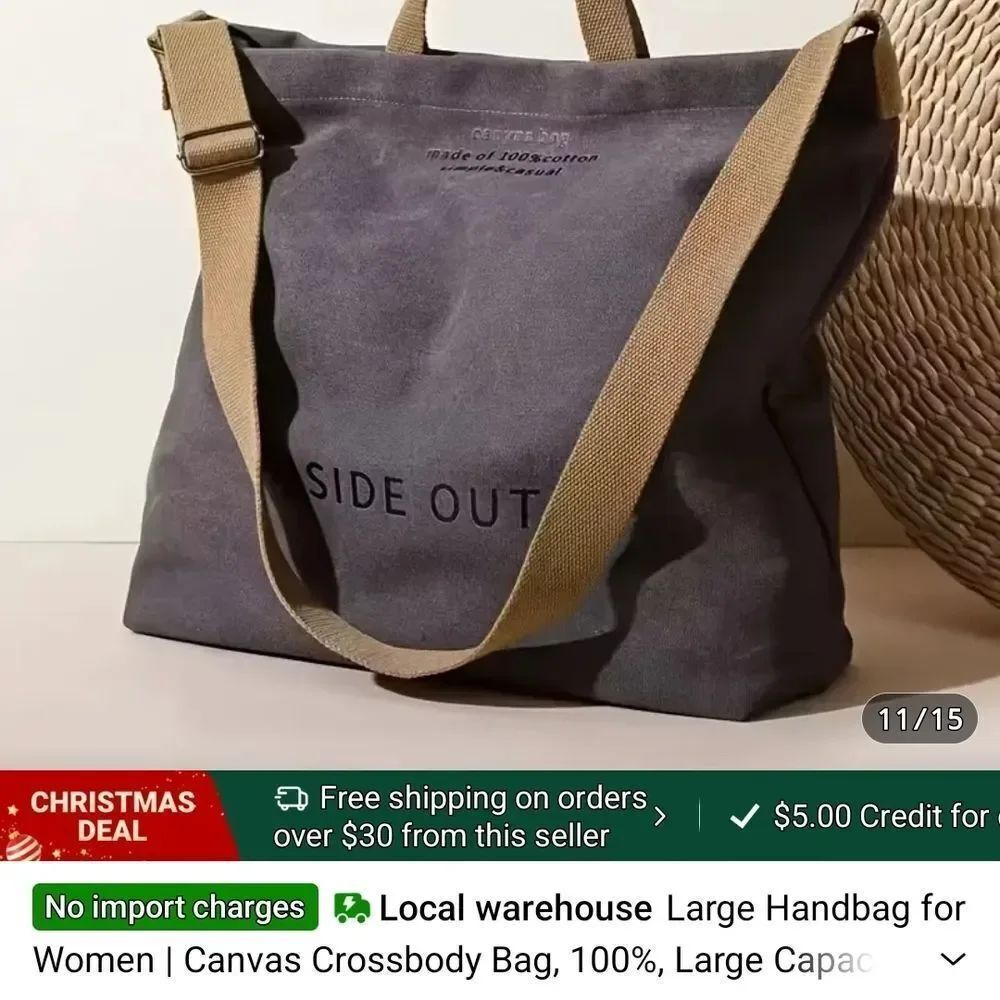 Chic Gray and Tan Hobo Bag - Picture 5 of 6